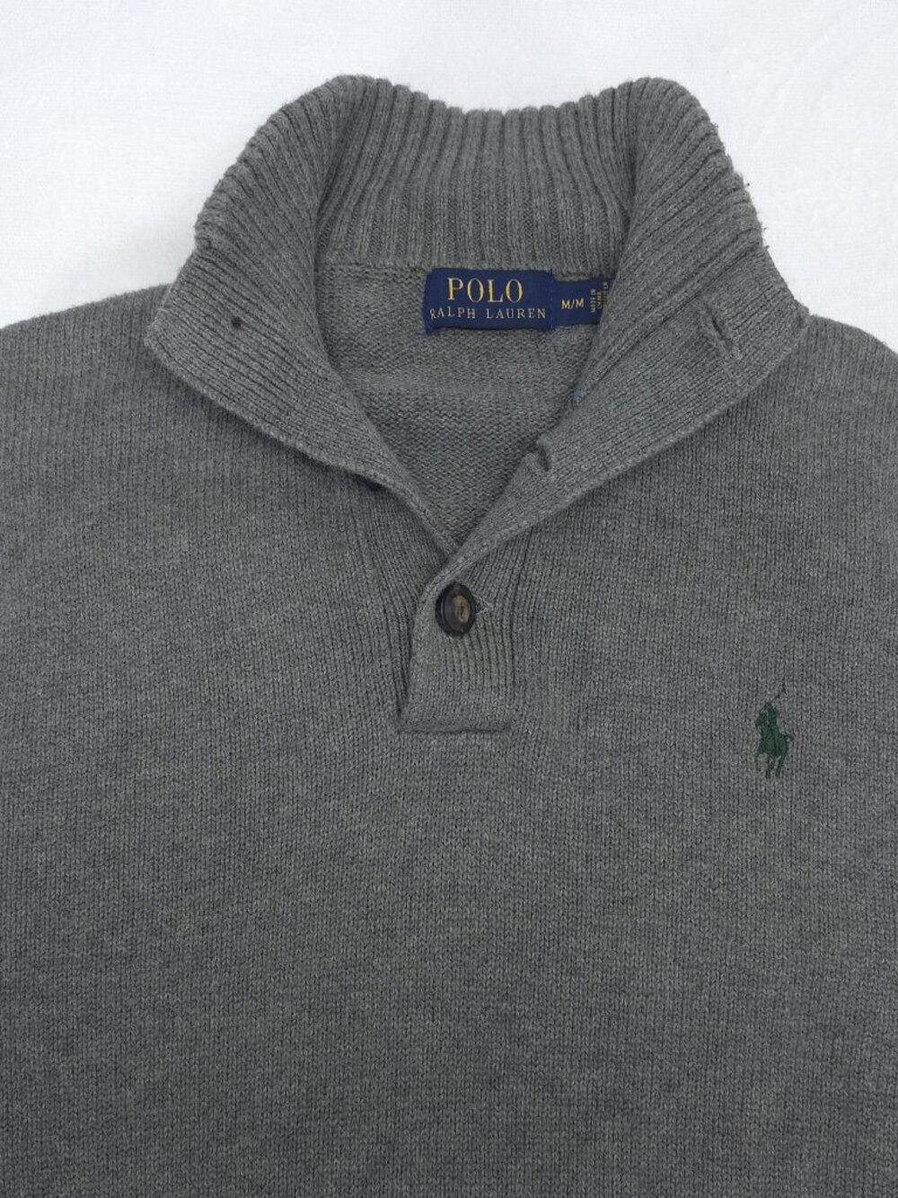 Polo Ralph Lauren Gray Shawl Collar Button Sweater M